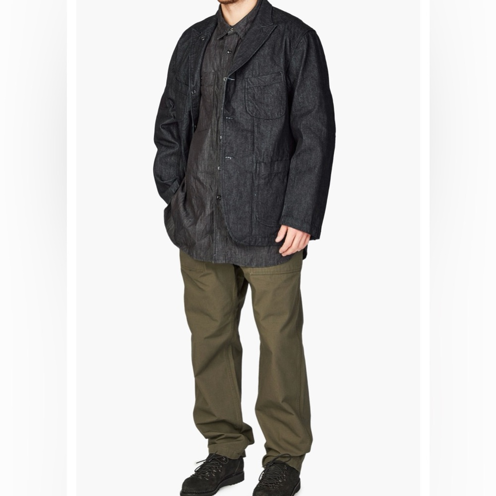 ENGINEERED GARMENTS BEDFORD JACKET INDIGO COTTON BROKEN DENIM